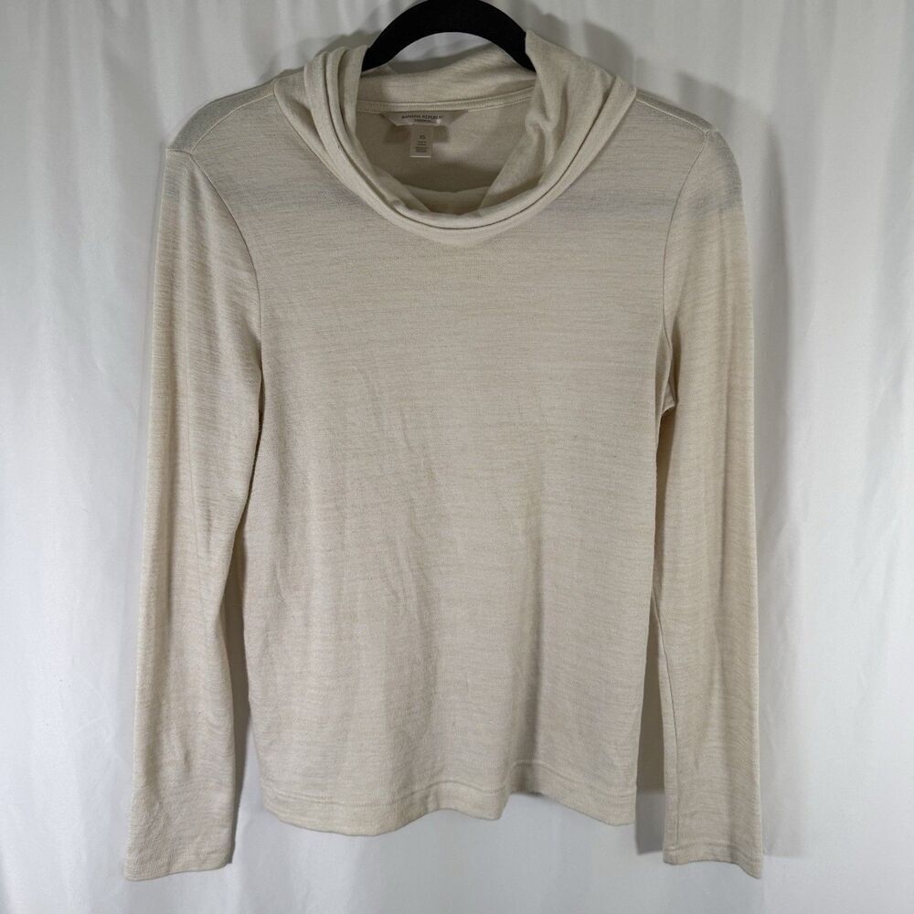 Banana Republic Luxespun Sweater Women's XS Beige Mock Neck Soft Long Sleeve